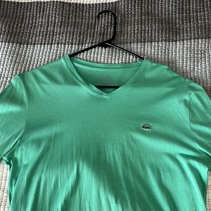 Green Lacoste v-neck long sleeve shirt. Size 4 / medium